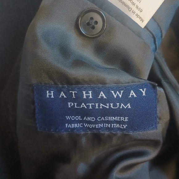 Hathaway Platinum Mens Wool Cashmere Overcoat 42S Black Dressy Classic Old Money - Picture 9 of 14
